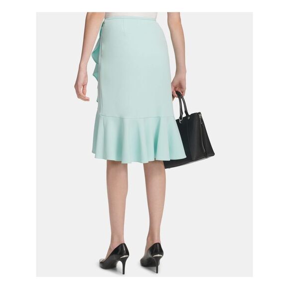 NWT CALVIN KLEIN Womens Aqua Above The Knee Layered Skirt Petites 4P - Picture 2 of 3
